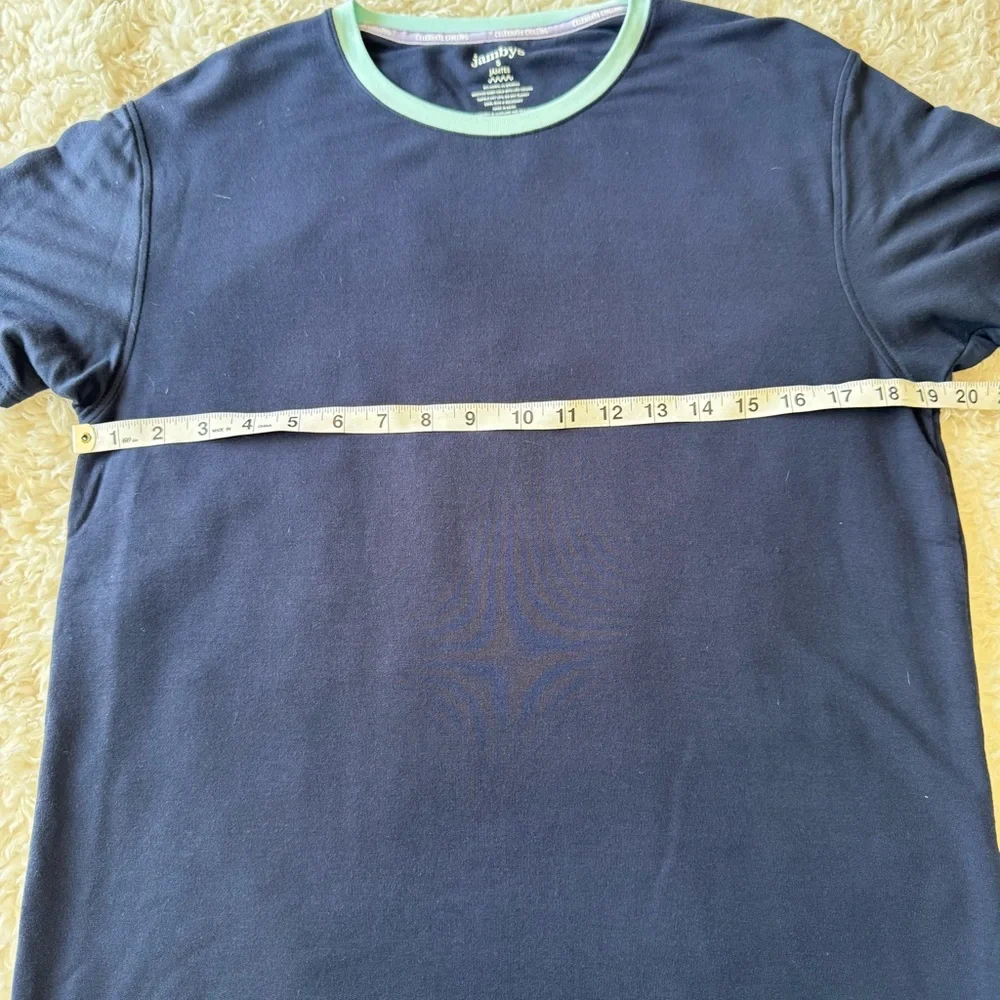 Jambys Unisex Short Sleeve MicroModal Crew JamTee & Pant Navy/Mint Size Small